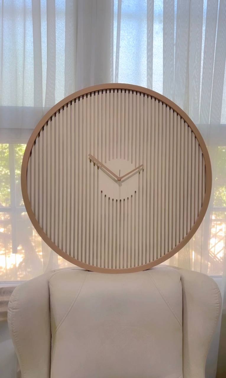 ساعت دیواری پارامتریک طرح راه راه | جنس MDF درجه یک | قابلیت سفارشی‌سازی رنگ | موتور آرام‌گرد تایوانی با ضمانت ۲ ساله کپی